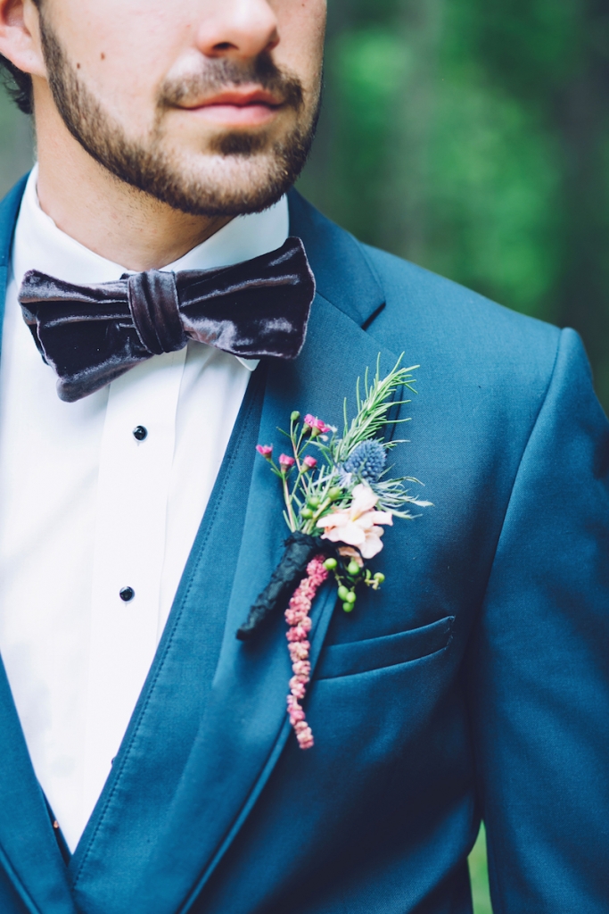 Menswear from David&#039;s Tuxedos. Bow tie from Wickham House (Etsy). Boutonnière by Anna Bella Florals. Image by Monika Gauthier Photography &amp; Design at The Stables at Boals Farm.