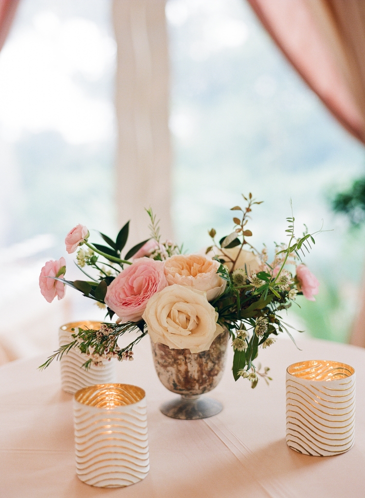 Mixed metallic vessels gave a warm touch to tabletops. &lt;i&gt;Image by Lucy Cuneo Photography&lt;/i&gt;
